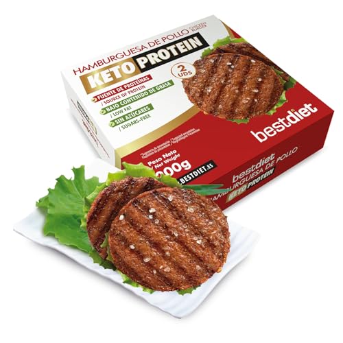 Keto Protein Bestdiet - Hähnchen-Burger mit hohem Proteingehalt - Packung mit 6 Einheiten (3 Schachteln) à 200g - Bestdiet