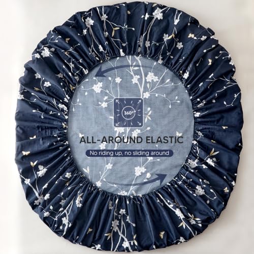 Tokokimo King Size Fitted Sheet with 2 Pillowcases, Deep Blue& White Floral by Tokokimo - Used condition - Image 5