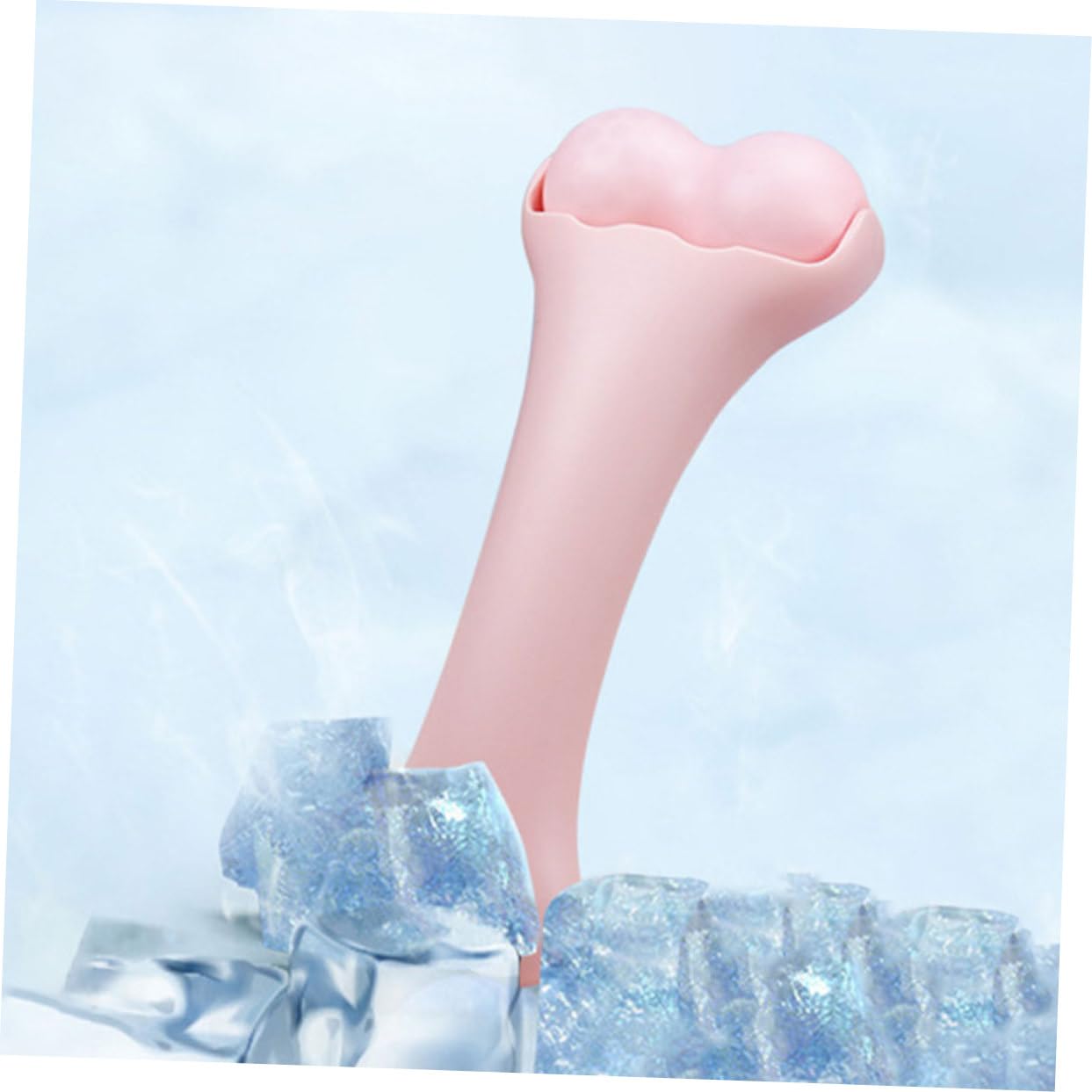 Rodillo Hielo Facial Portátil Doble Cabezal Masajeador Ergonómico para Cuidado Piel Mujeres y Viaje