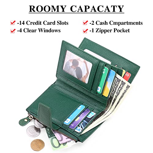 Image of FALAN MULE Small Wallet for Women Leather Bifold Compact RFID Blocking Small Womens Wallet Purse