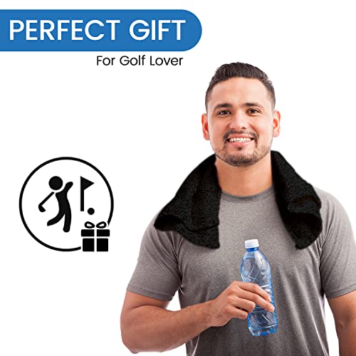 Personalized Golf Towel With Embroidered Name 16"X26" - Custom Golf Towels For Golf Bags For Men And Women - Cotton Plush Velour Golf Towels With Clip - Golf Accessories Gifts For Golfers - Black #TOP3