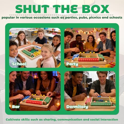 Shut the Box Game, juego educativo de mesa de madera miniatura 6