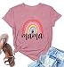 Mama Shirt Women Rainbow Mom Graphic Tshirts Short Sleeve Shirts Casual Bleached Tie Dye Tee Tops
