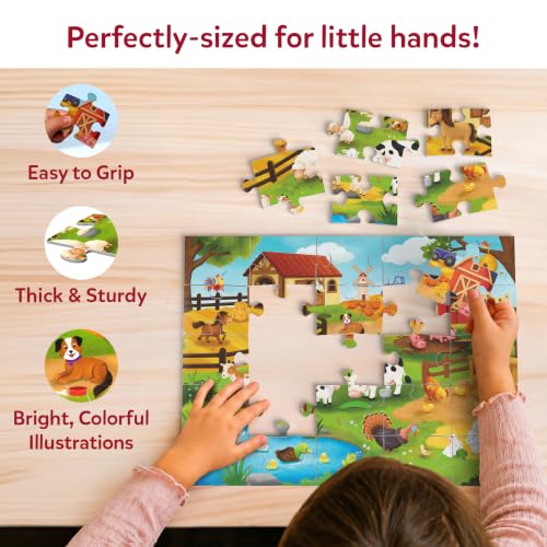 Image of Skillmatics Puzzle & Learn - Farm Animals, 25-Piece Jigsaw Puzzle | 6 Learning Boards, Educational Screen-Free Activity for Preschoolers & Toddlers, Gift for Boys & Girls Ages 3, 4, 5, 6, 7