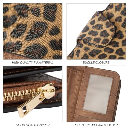 Image of CLUCI Wallet For Women PU Leather RFID Blocking Womens Wallet Bifold Card Holder with ID Window Gifts for Women Birthday, z Leopard, Large, Fashion