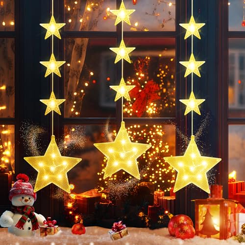 Vautvis Beleuchtet Led Fensterdeko, 3 Stück Weihnachtsdeko Fenster...
