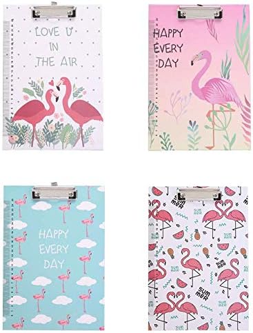 A4 Clipboard Flamingo Patterned File Folder Ruler Drawing Writing Pad (Random Pattern)