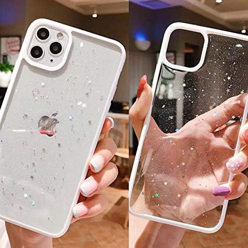 ZTOFERA TPU Back Case for iPhone 12/iPhone 12 Pro, Glitter Translucent Design Liquid Silicone Case, Anti-scratch Shockproof Flexible Bumper Cover for iPhone 12/12 Pro 6.1 inch - White Glitter