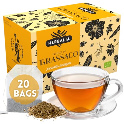 HERBALIA - Infusion au Pissenlit en Sachets, Boîte de Tisane 20 Sachets Sans Agrafes Métalliques, 20 g de Fleurs et Feuilles pour Infusions