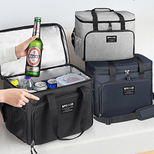 SPGOOD Kühltasche 20/30/40L Thermotasche Picknicktasche Groß Isoliert Faltbar Gefriertasche Warmhaltetasche Lunchtasche Tiefkühltasche Cooler Bag Einkaufstasche für Strand/Camping/BBQ (Schwarz 30L) 5