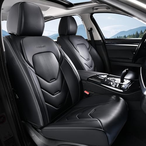 Image of Coverado Front Seat Cover, 2 PCS Black Seat Cover for Cars, Leather Car Seat Cover, Waterproof Car Seat Protector, Automotive Seat Cover, Universal Car Seat Cushion Fit for Most Sedan SUV Truck