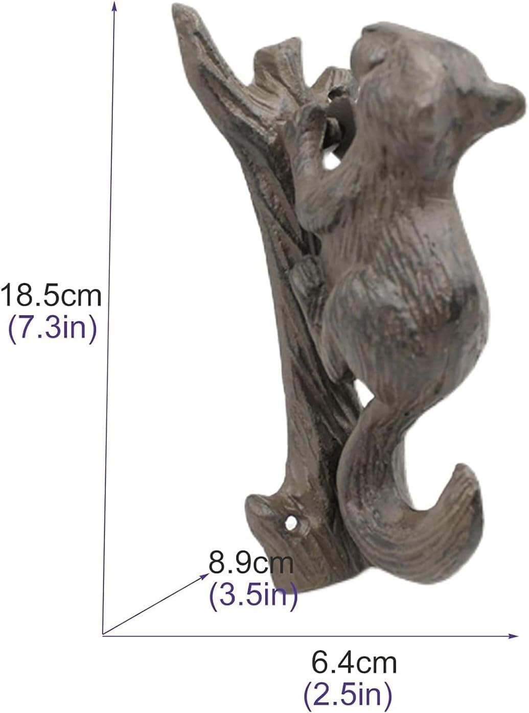 TIST Iron Door Knocker Cast Iron Antique Squirrel Door Knock Vintage Front Door Door Ring Knocker Home Wall Decor Door Handle Surface-Mounted Installation
