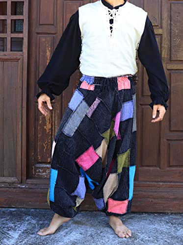 RaanPahMuang Cotton Muang Pull Elastic Waist Aladdin Baggy Mao Pants2