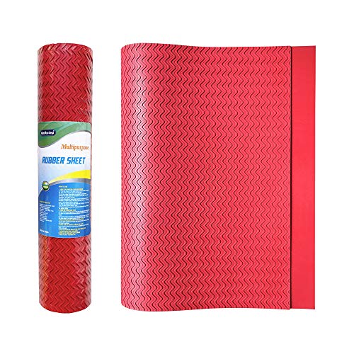 Image of Unikstep, Rubber Sheet, 21.5 inchx14.5 inch, Thick 0.08 inch, for Shoe Sole Heel Repair, Furniture Pad, Vibration Reduce, DIY Gasket Seal Pad, Floor Anti Slip Cushion (Red Color S Pattern)