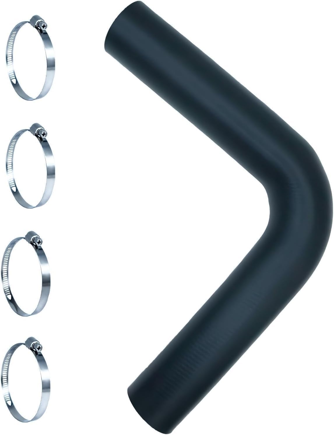 (2 Pack) 1 3/4" Gas Tank Filler Hose 90 degree with 4 Clamps,Reinforced Gasoline Fuel Filler Neck Hose (15-7/8" Long, 1.75" ID)