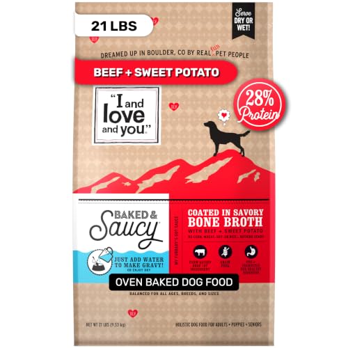 Image of I AND LOVE AND YOU Baked and Saucy Dry Dog Food - Beef + Sweet Potato - Prebiotic + Probiotic, Real Meat, Grain Free, No Fillers, 21lb Bag