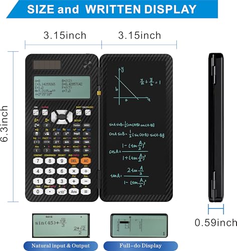 Image of iPepul Scientific Calculators with Notepad for Students, 552 Functions, Type-C Rechargeable Solar Math Calculator, 5-Line Display，School Supplies for Middle School, High School & College Students