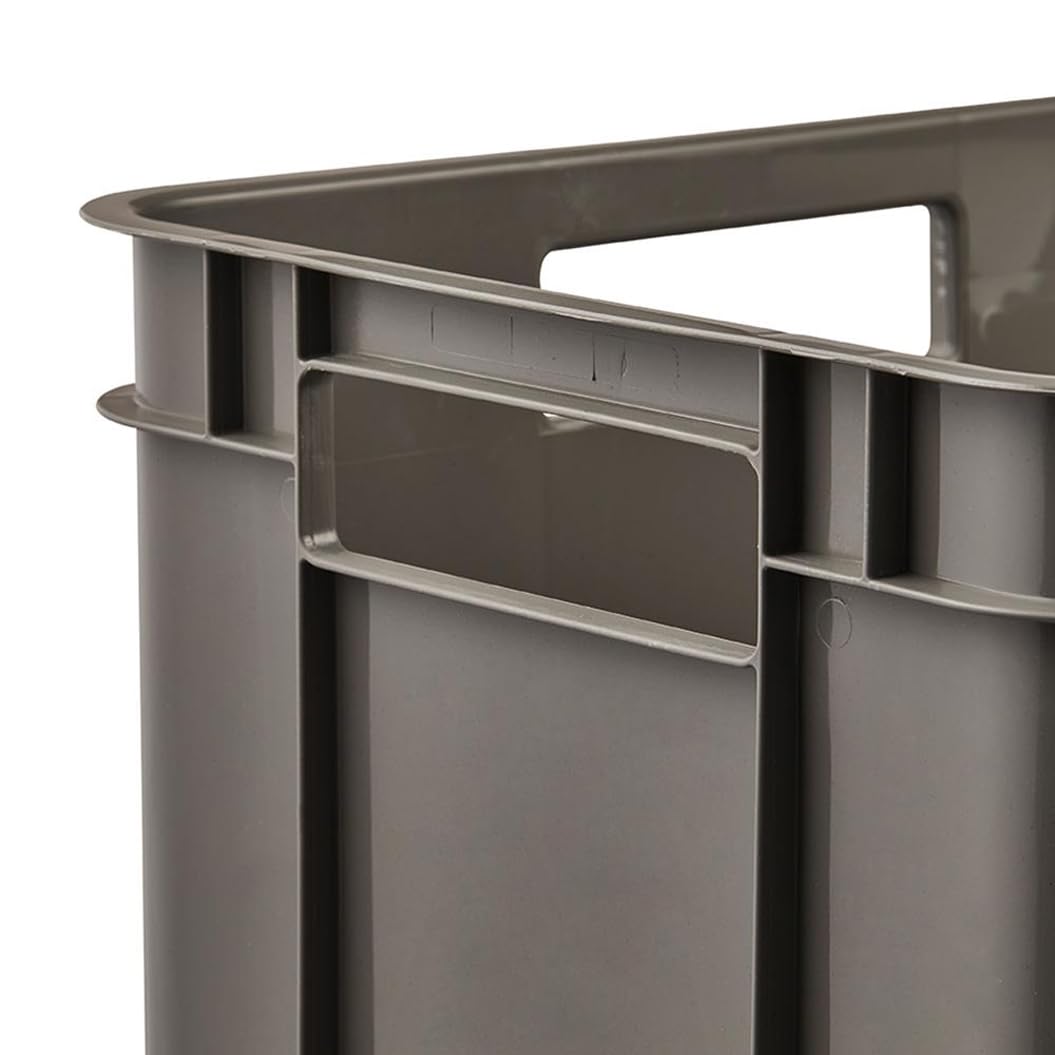 keeeper Contenedor de almacenamiento con asas, Euro-Box M, Plástico Procyclen, 16 l, Bruno Eco Line, Eco-Gris