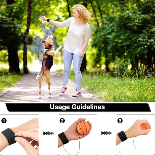 QHSXMQ 8 Stück Springball mit Schnur, Ø 6cm Handgelenk Ball Mit Schnur, Balls mit Gummiband für Kinder, Jumper Balls mit Schnur Fußball, Basketball, Baseball, Softball