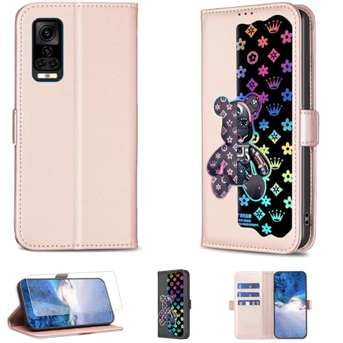 Case Compatible for Hisense Infinity H60 Smat Phone Case Flip Stand Cover [with Tempered Glass Screen Protector] JXX-Pink