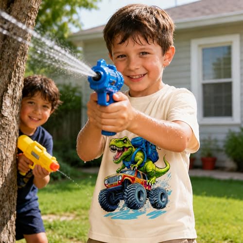 Image of Dinosaur Shirt for Kids Boys Girls Funny Toddler Dino Short Sleeve Graphic Cotton Tee Top 2-7T
