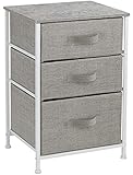 Sorbus Nightstand with 3 Drawers - Bedside Furniture & Accent End Table Chest for Home, Bedroom Accessories, Office, College Dorm, Steel Frame, Wood Top, Easy Pull Fabric Bins (Gray)