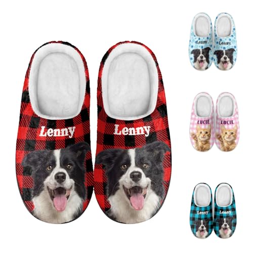 ZYHJJ Pantuflas de Algodón Personalizadas, Personalizables con fotos y texto, Zapatillas de Estar por Casa para Hombre Mujer,Regalos Personalizados para Familiares y Amigos (Estilo-5)