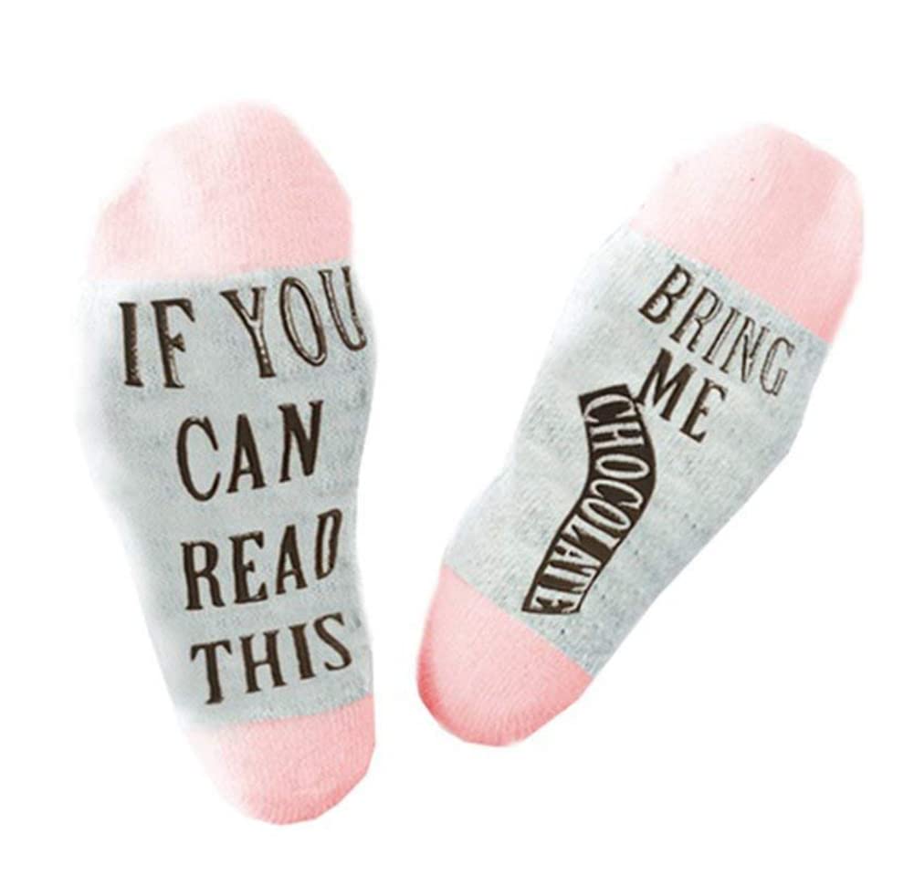 Muccp If You Can Read This Bring Me Coffee Tacos Socks for Women Family Gifts Funny Sock (Chocolate-Pink)