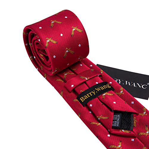 Image of Barry.Wang Fun Animal Ties for Men Designer Handkerchief Cufflink WOVEN Casual Necktie Set Festival