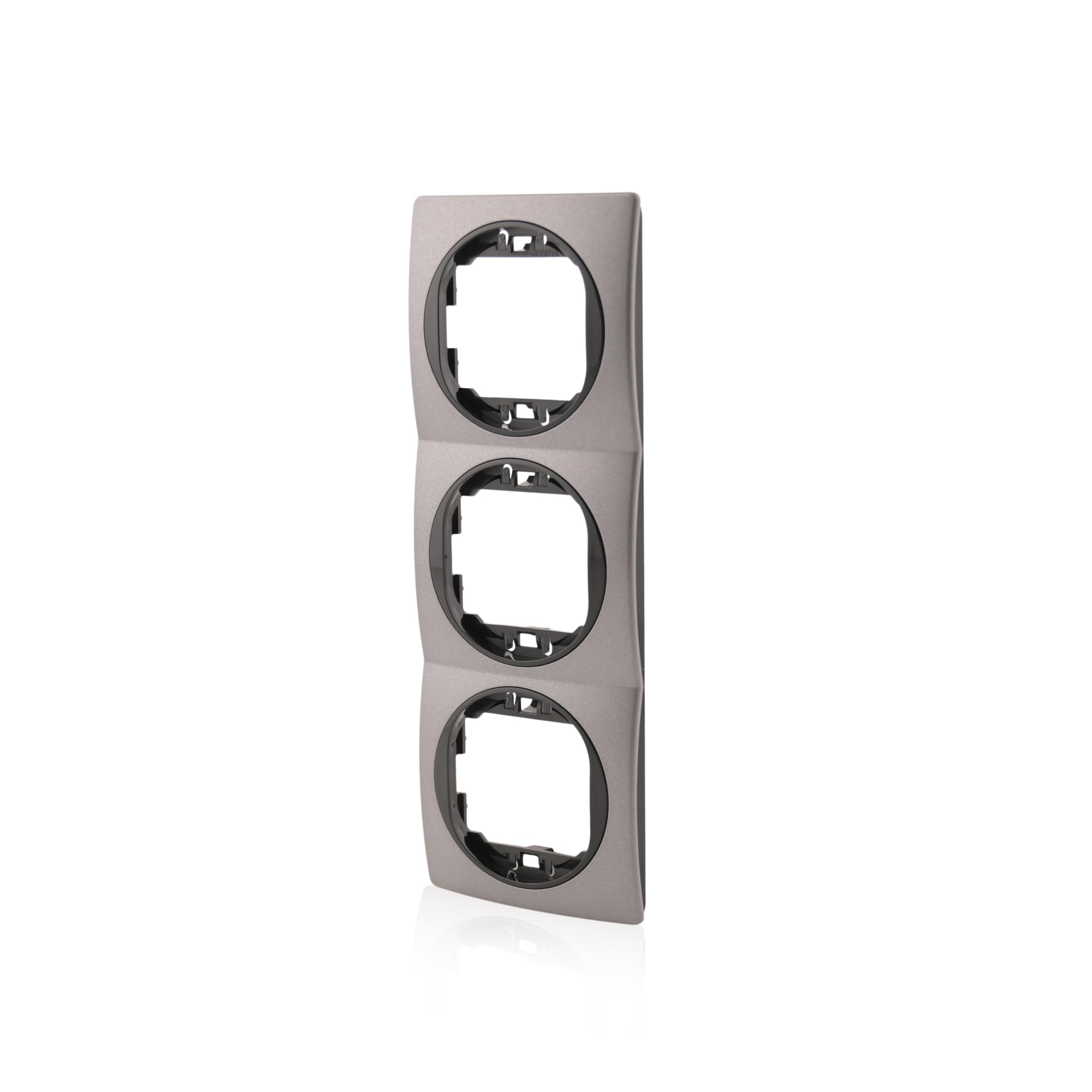Set 3x Datenbuchse Schwarz 2xRJ45 Cat 6 FTP Ø60mm & 3fach Rahmen vertikal Anthrazit/Schwarz 80x222mm