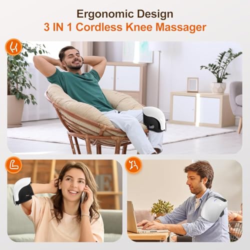 Image of SELLASTIC Knee Massager with Red Light Heat Massage Therapy, Rechargeable Vibration Pain Relief for Swelling Stiff Joints, Stretched Ligament and Muscles Injuries, Portable Massage for Men, Women, Elder