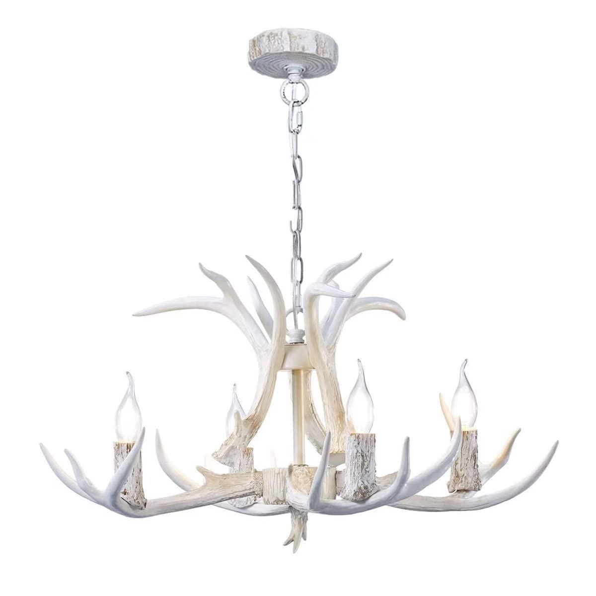 HXYSXHJUO Antler Chandelier 4 Lamp Rustic Fixture Ceiling Retro Style Dining Room Bedroom Hallway Entrance - White