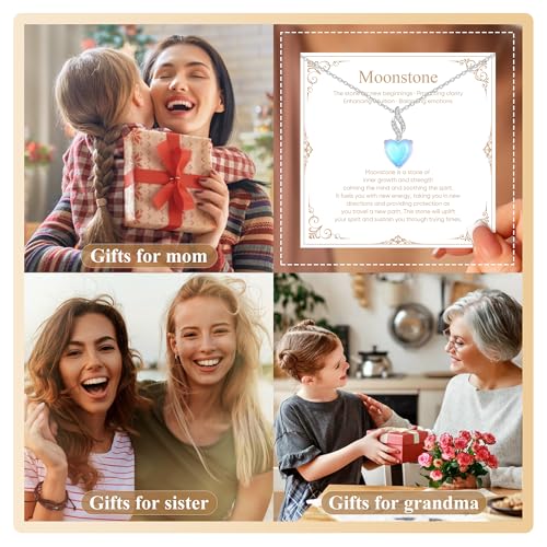 925 Sterling Silver Moonstone Necklace New Beginnings, Created Moonstone Jewelry June Birthstone Necklace for Women, Inspirational Birthday Graduation Gifts for Her Best Friend Sister Daughter Mom4