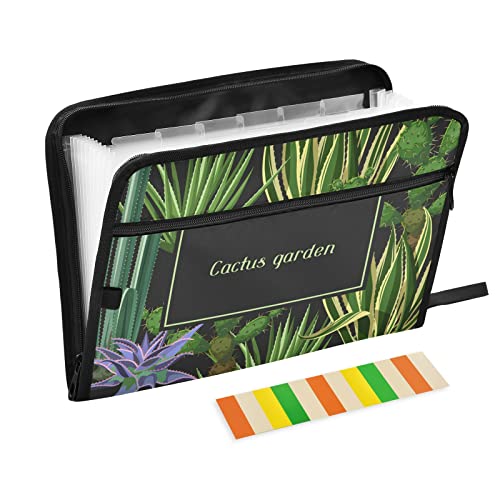 ドキュメントファイル ファイルケース 書類ホルダー 大容量 A4 北欧 スイス 熱帯植物 緑 サボテン ファイルフォルダー 持ち運び ドキュメントケース 仕切り おしゃれ 人気 拡張式 撥水