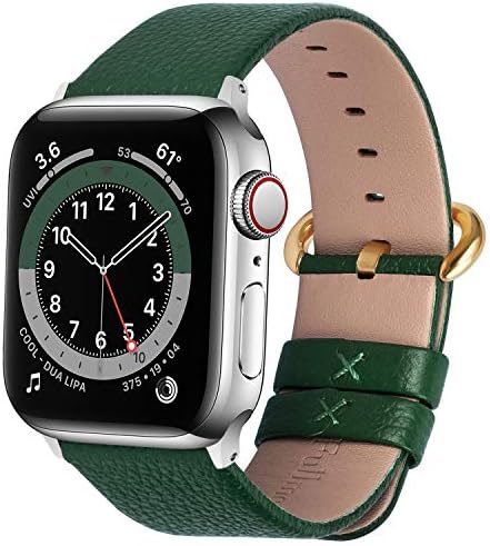 Fullmosa Leather Band Compatible with Apple Watch 49mm 45mm 41mm 44mm 40mm 42mm 38mm Women Band Strap with Golden Buckle for iWatch Ultra 49mm/8/7/6/5/4/3/2/1/SE2/SE, 49mm 45mm 44mm 42mm Dark Green