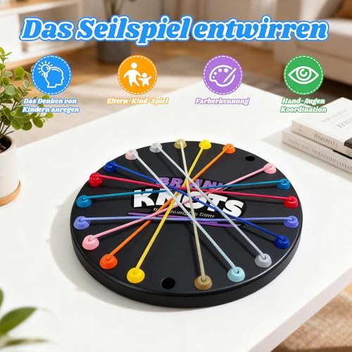 Brainy Knots Spiel Rope Herausforderungs Rätsel Knobelspiele mit Seil Logik Strategiespiel Logik Spiele Knot für Kinder ab 8, Familienspiele 2 bis 4 Spieler