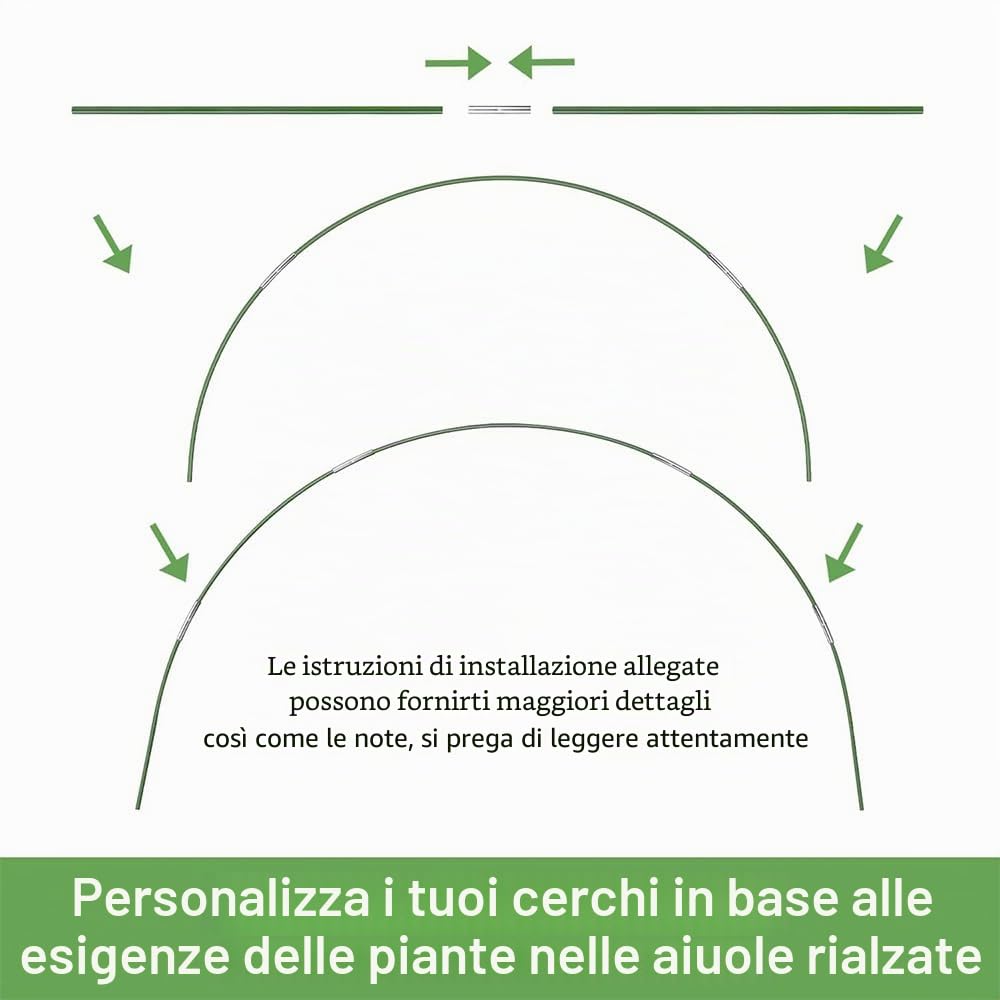 HEYIDAMAI Archi per Tunnel Orto,Archi per Orto,Archi per Serre a Tunnel,Archetti per Serra da Orto，Telaio per Serra Orto,Strutture per Serre a Tunnel,Archi per Serra,Pneumatici per Serra