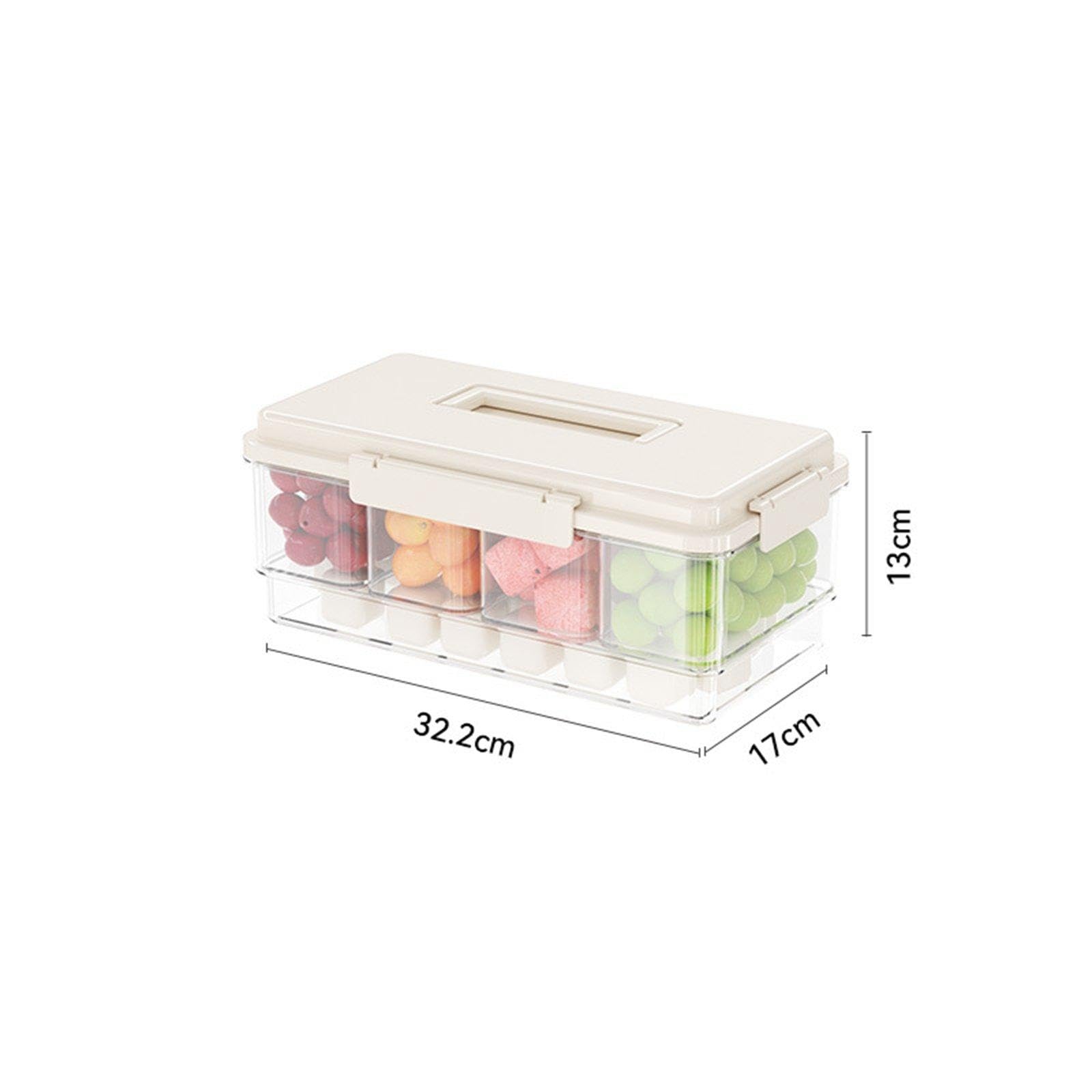 Plateau Rangement Portable pour Fruits secs, légumes et Noix, idéal pour Le Camping, Beige Blanc