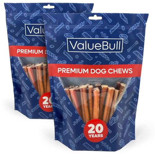 ValueBull Bully Sticks for Dogs, Thick 6 Inch, 50 Count - All Natural, Grass Fed, Single Ingredient, Long Lasting Dog Treats