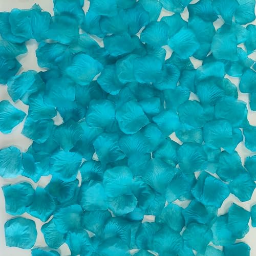 Lot de 1500 pétales de rose artificiels bleus turquoise séparés pour une nuit romantique,...