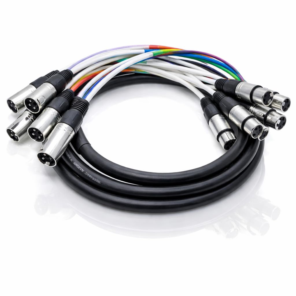 Seismic Audio SARLX-6x10 6-Channel XLR Snake Cable, 10 Foot, Shielded 22 AWG Copper, XLR Female to Male, Numbered & Color Coded