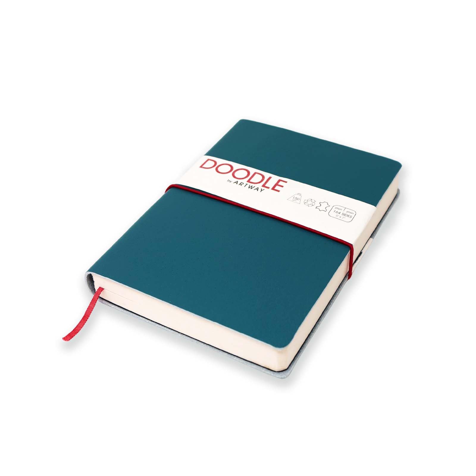 Artway Indigo Doodle - Teal Leather Sketchbook/Notebook - 175mm x 125mm - 164 Sides/82 Pages of 150gsm Cartridge Paper
