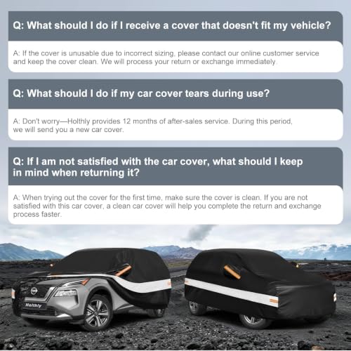 Image of 10 Layers SUV Car Cover Custom Fit for Nissan Rogue (2007-2026) Waterproof All Weather for Automobiles, Outdoor Full Cover Sun UV Rain Protection.Black