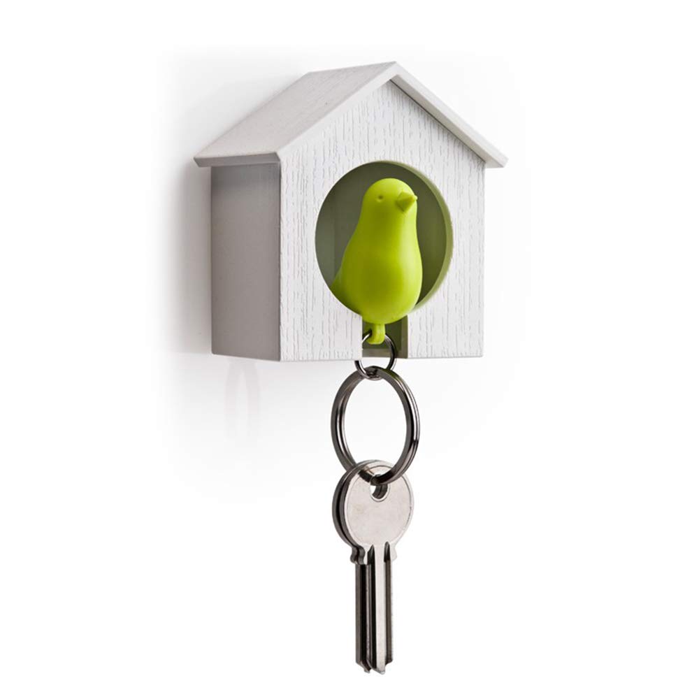 Fliyeong Green Bird House Key Hanging Key Holder Anti-Lost Device Whistle Key Ring Bird Shape Key Ring Wall Hook Stylish