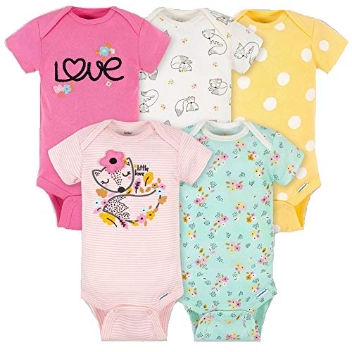 Image of Gerber Baby Girls 5-Pack Variety Onesies Bodysuits (Newborn, Little Love)