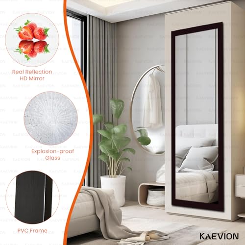 Image of Rectangular 4.25ft Brown PVC Frame Wall Hanging Full-Length with 5MM HD Reflection Glass | Tall Big Floor Stand Long Dressing Body Mirror | Wall Mounted Mirror for Home Decor