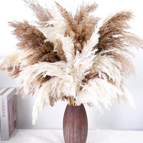 40 PCS Tall Pampas Grass for Floor Vase – 17' Natural Fluffy Dried...