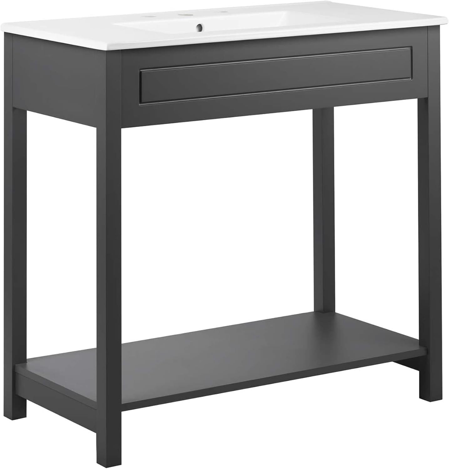 Ergode Altura 36" Bathroom Vanity-Modern Design, Durable MDF and Particleboard Construction, Ceramic Sink Basin, 8-Inch Centerset Holes, Non-Marking Foot Caps-Assembly Required