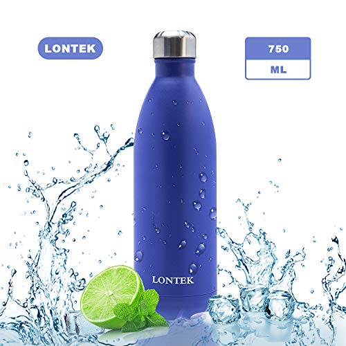 LONTEK Bottiglia d'Acqua in Acciaio Inossidabile da 750 ml con Isolamento Sottovuoto a Doppia Parete, Bottiglia Termica Senza BPA per Mantenere12 Ore di Bevanda Calda e 24 Ore di Bevanda Fredda, Viola
