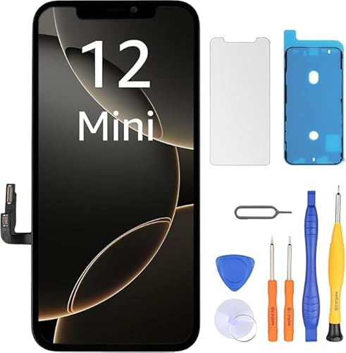 LL TRADER Screen Replacement for iPhone 12 Mini LCD Retina 5.4'' FHD Display COF Touch Screen Digitiser with Repair Tool Kits, Waterproof Tape, Screen Protector 2025 USA New Model